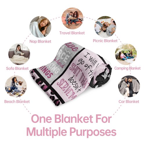 Craftique Birthday Gifts for Women, Affirmations for a Badass Blanket, Galentines/Daily Motivational/Inspirational/Self Care Blanket for Women, Funny Practical Badass Affirmations Blankets, Soft