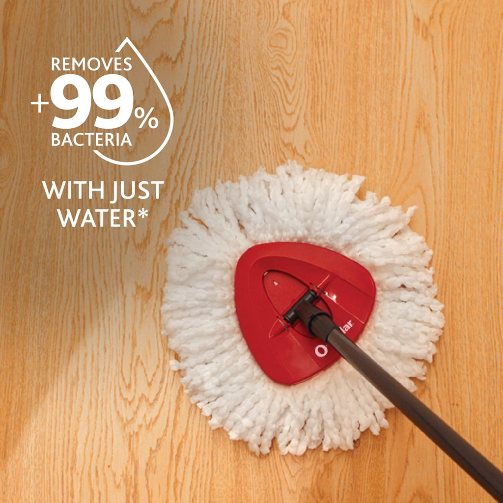 O-Cedar EasyWring Microfiber Spin Mop - Efficient Floor Cleaning System | Red & Gray Standard Size