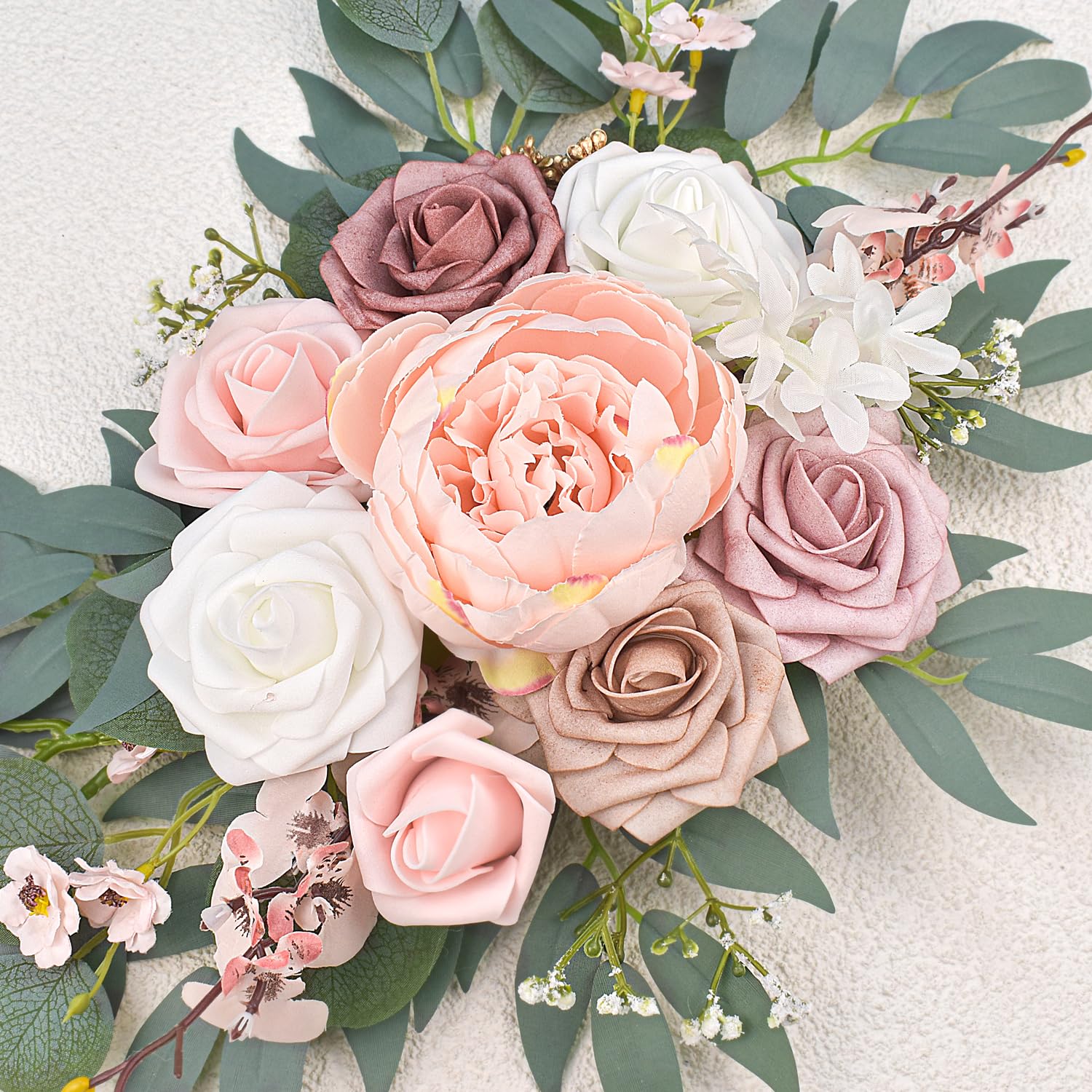 Finphoon Pink Wedding Arch Flowers Set of 2, Artificial Wedding Arch Floral Swag Arrangement for Reception Photo Backdrop Decoration, Bridal Shower, Baby Shower