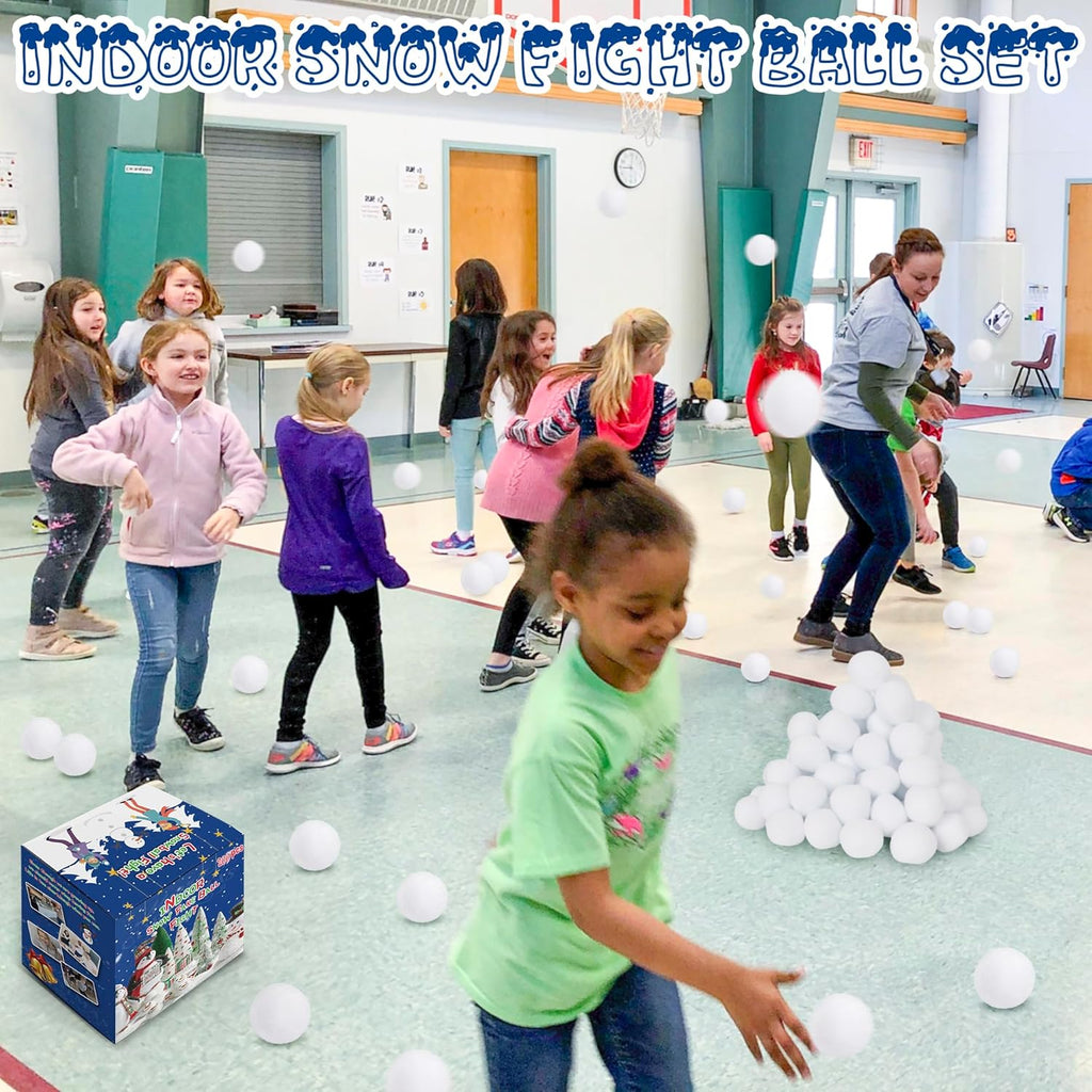 Skiennix 200 Pack Snow Balls - Soft Plush Indoor & Outdoor Winter Game Toys | Realistic Fake Snow Balls