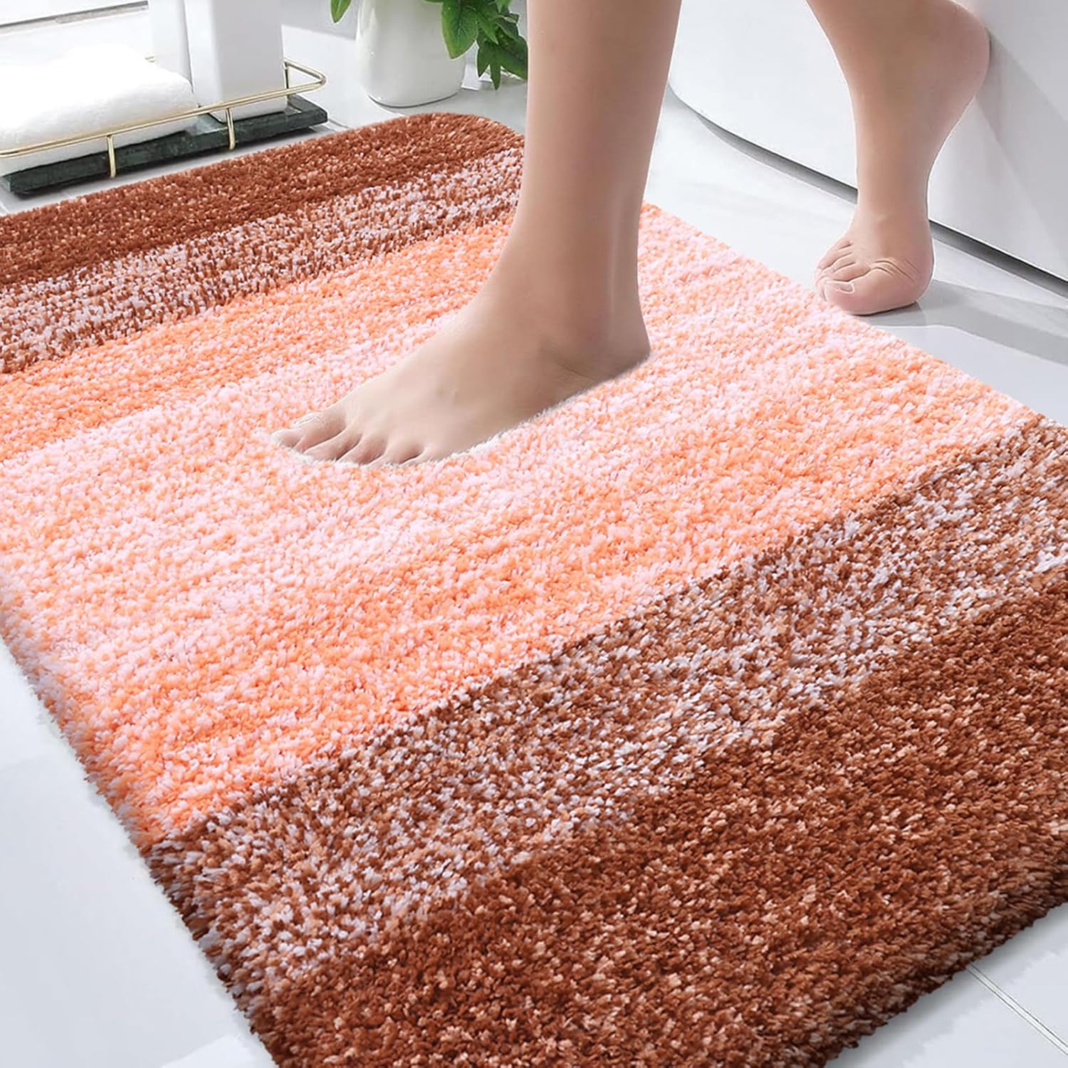 OLANLY Bathroom Rugs - Extra Soft Microfiber Mat | Quick-Dry, Machine Washable, 36x24, Orange