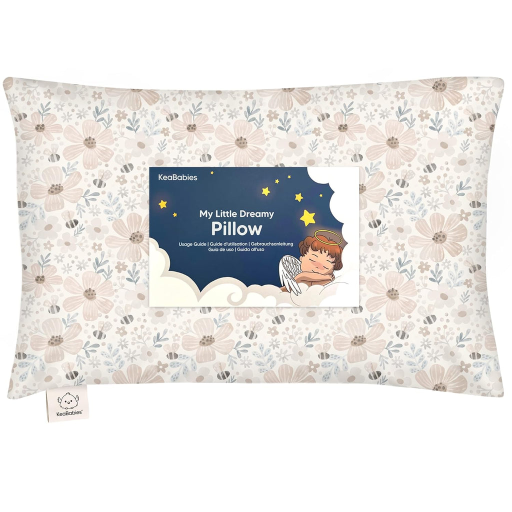My Little Dreamy Toddler Pillow - Organic Cotton Travel Bed Pillow with Soft, Breathable Pillowcase | 13x18 Inches for Ages 2-5 (Flora Vale)