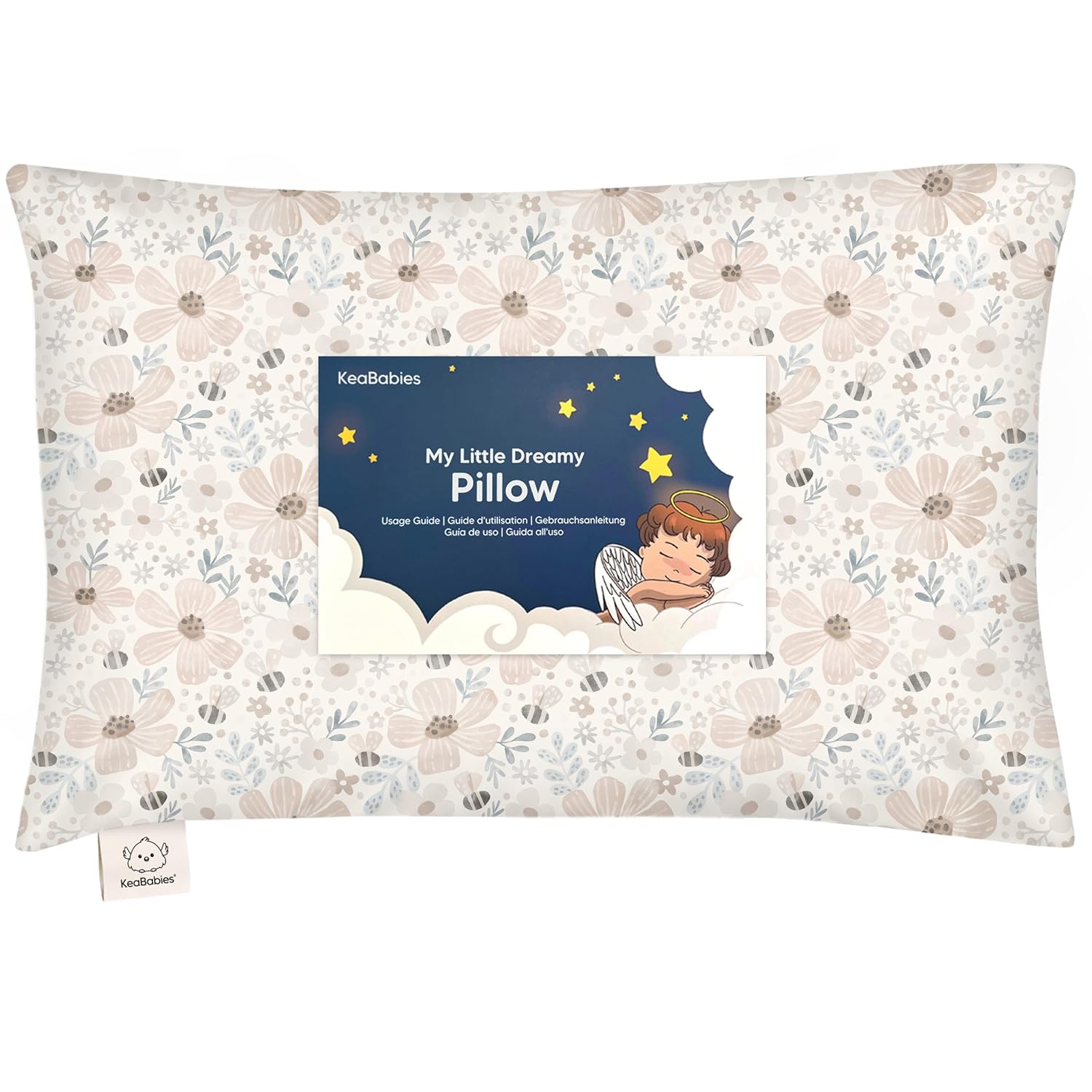 My Little Dreamy Toddler Pillow - Organic Cotton Travel Bed Pillow with Soft, Breathable Pillowcase | 13x18 Inches for Ages 2-5 (Flora Vale)