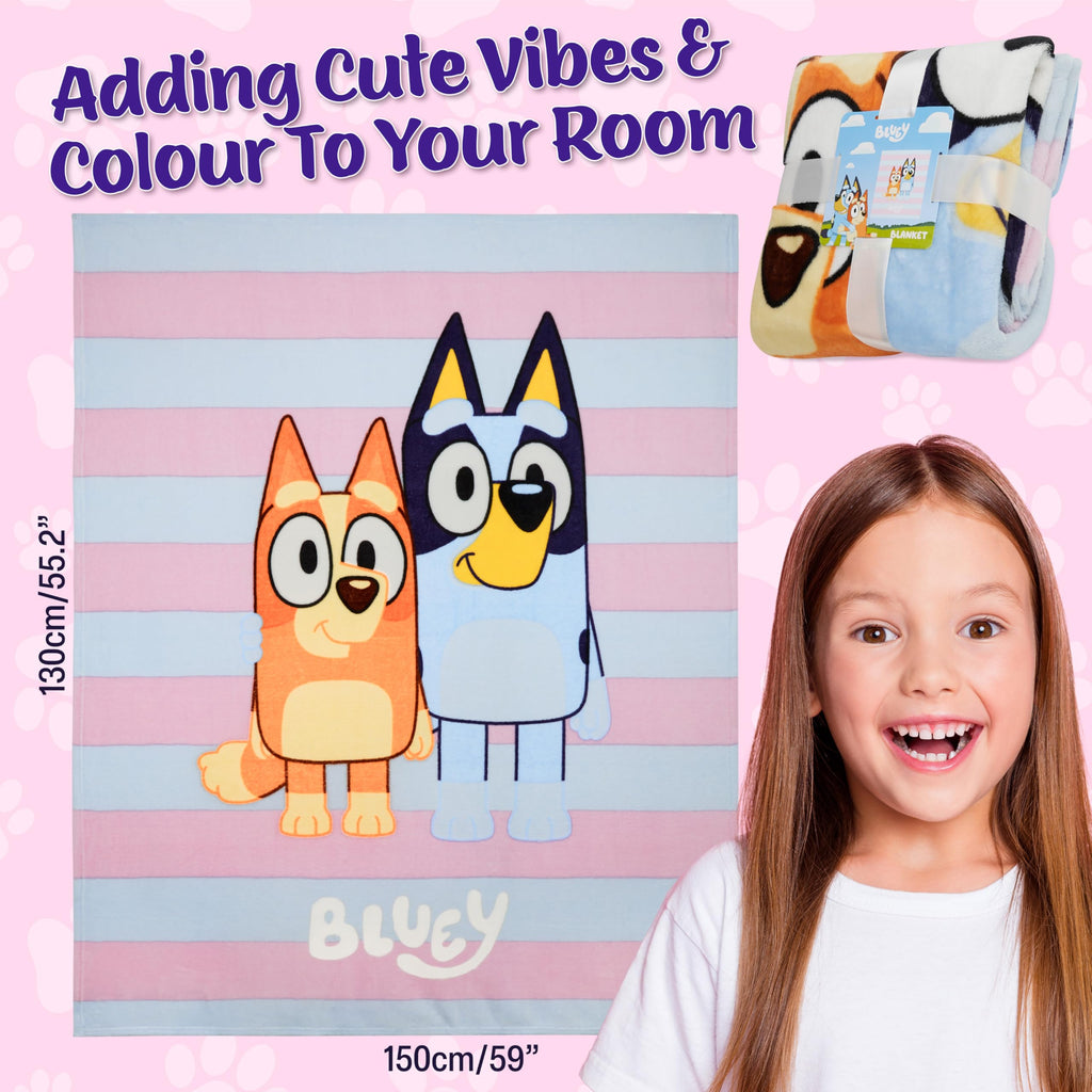 Bluey Fleece Bed Blanket for Kids Super Soft Blanket Fleece Throws 59 x 51 Inches Warm Sofa Bed Throw, Gifts for Kids