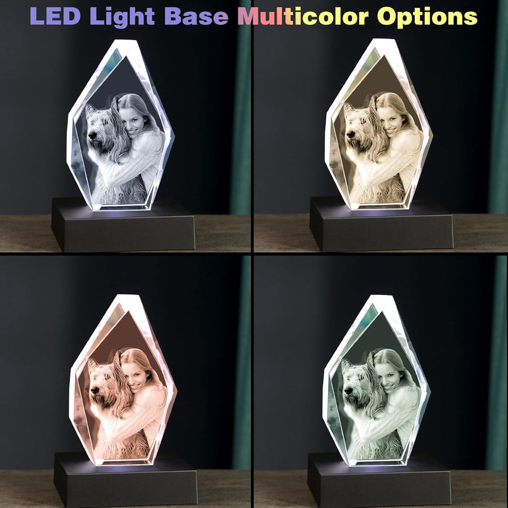 Skiennix Personalized Dog Memorial Gift - 3D Engraved Crystal Keepsake Photo Frame | Custom Pet Tribute