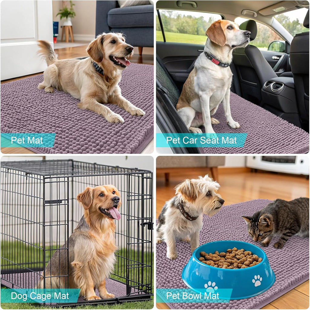 OLANLY Dog Door Mat - Absorbent Non-Slip Washable Doormat for Muddy Paws | 48x30 Deep Plum
