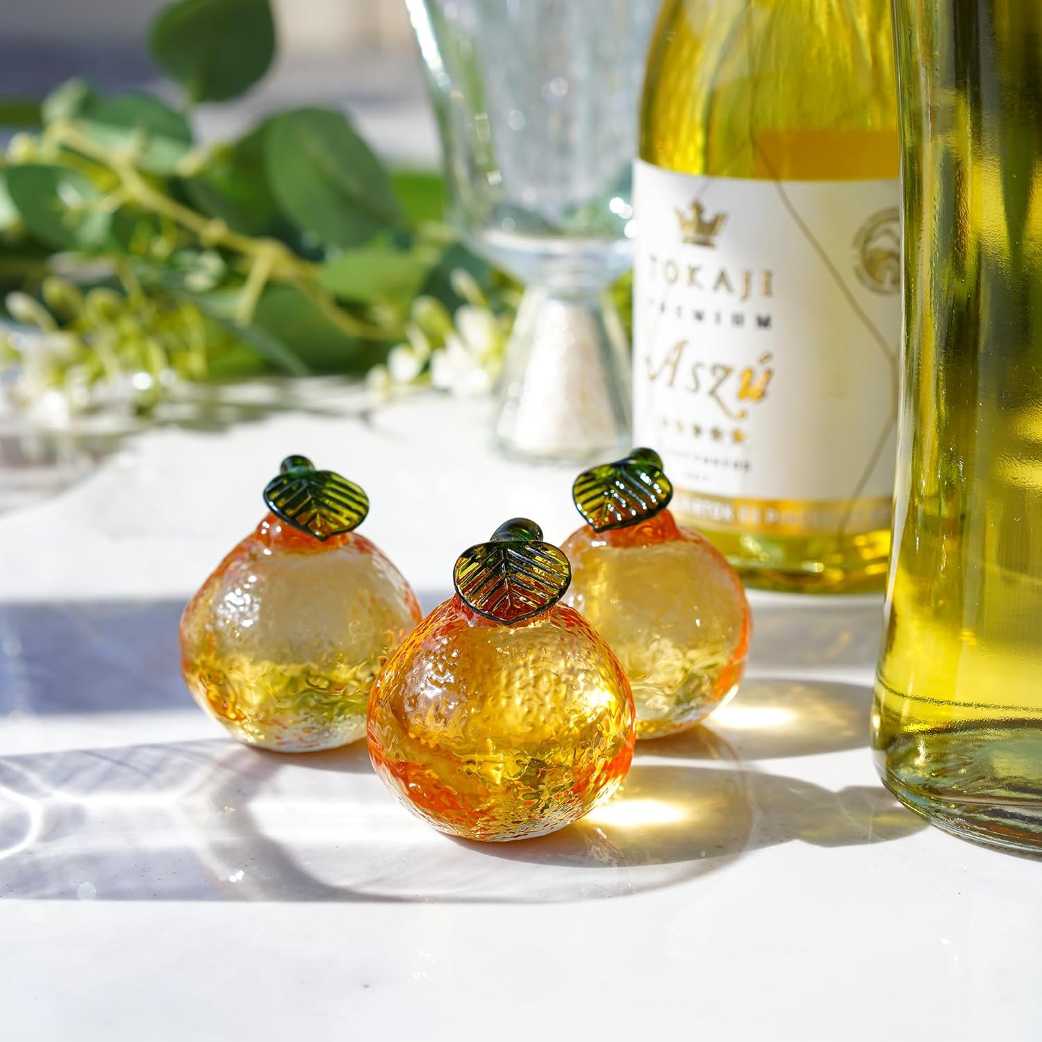 Skiennix 2-Inch Glass Orange Figurine | Hand Blown Crystal Tangerine Art Ornament for Home Decor