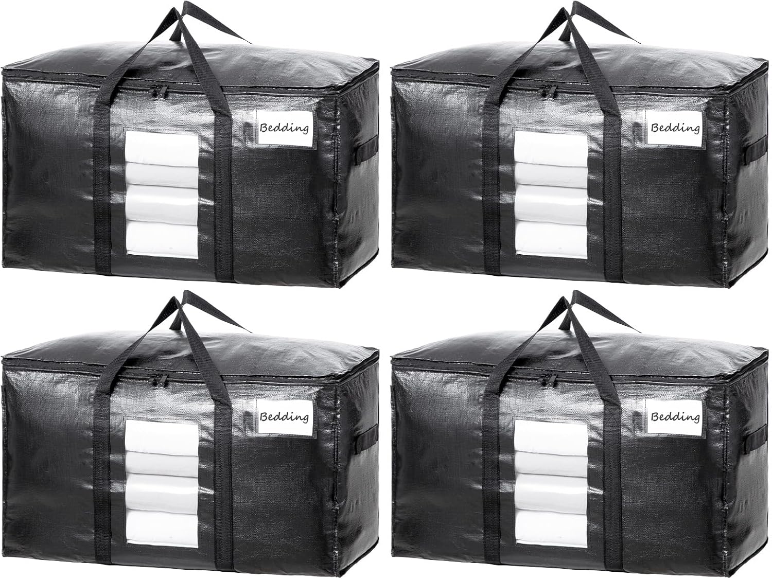 TAILI Extra Large Moving Bags - 4 Pack Heavy Duty Totes with Visible Window & Wrap Around Handles