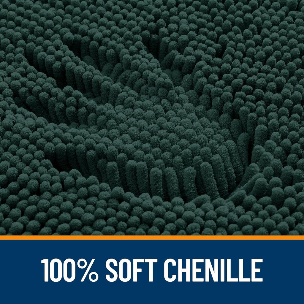 OLANLY Bathroom Runner Rugs - Soft Absorbent Chenille Mats with Rubber Backing | 44x24, Blackish Green