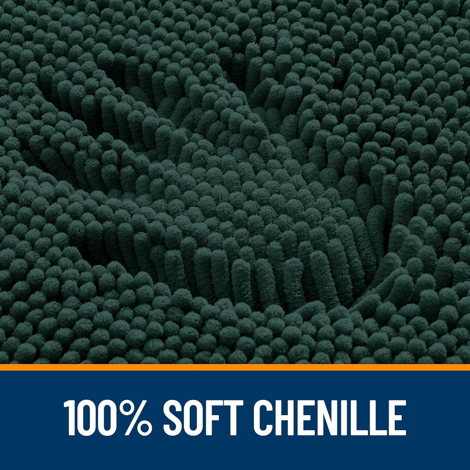 OLANLY Large Chenille Bath Rugs - Soft, Absorbent & Quick-Dry | 70x46 Inches, Blackish Green