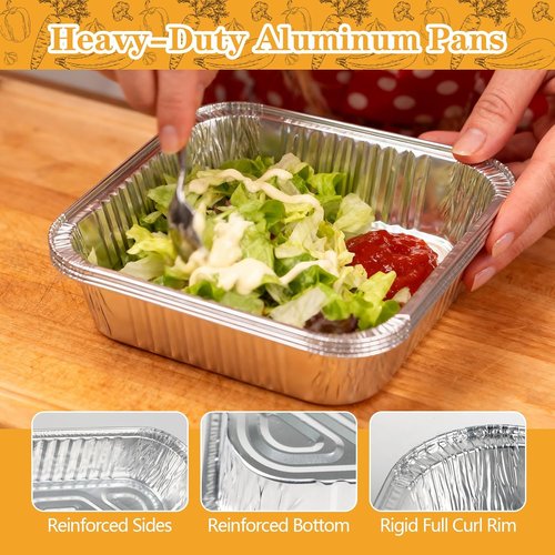 Heavy Duty 8x8 Aluminum Pans with Lids by [Brand Name] - 20 Pack Extra Deep Disposable Baking Trays