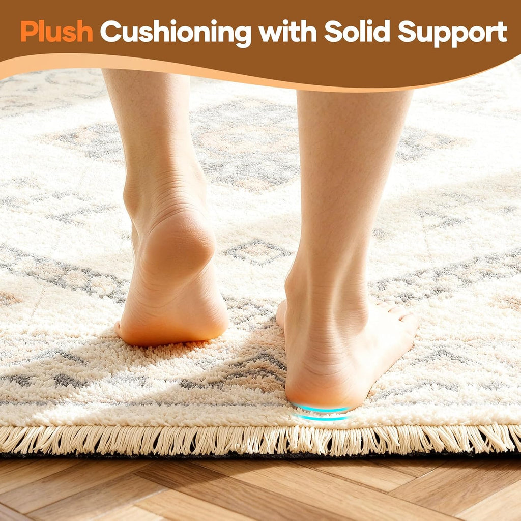 Veken Non-Slip Rug Pad - 6 Ft Cushioned Gripper with Felt & Silicone Backing for Hardwood Floors