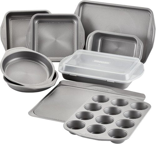 Circulon Nonstick Bakeware Set - 10-Piece Metal Baking Pans in Stylish Gray Finish