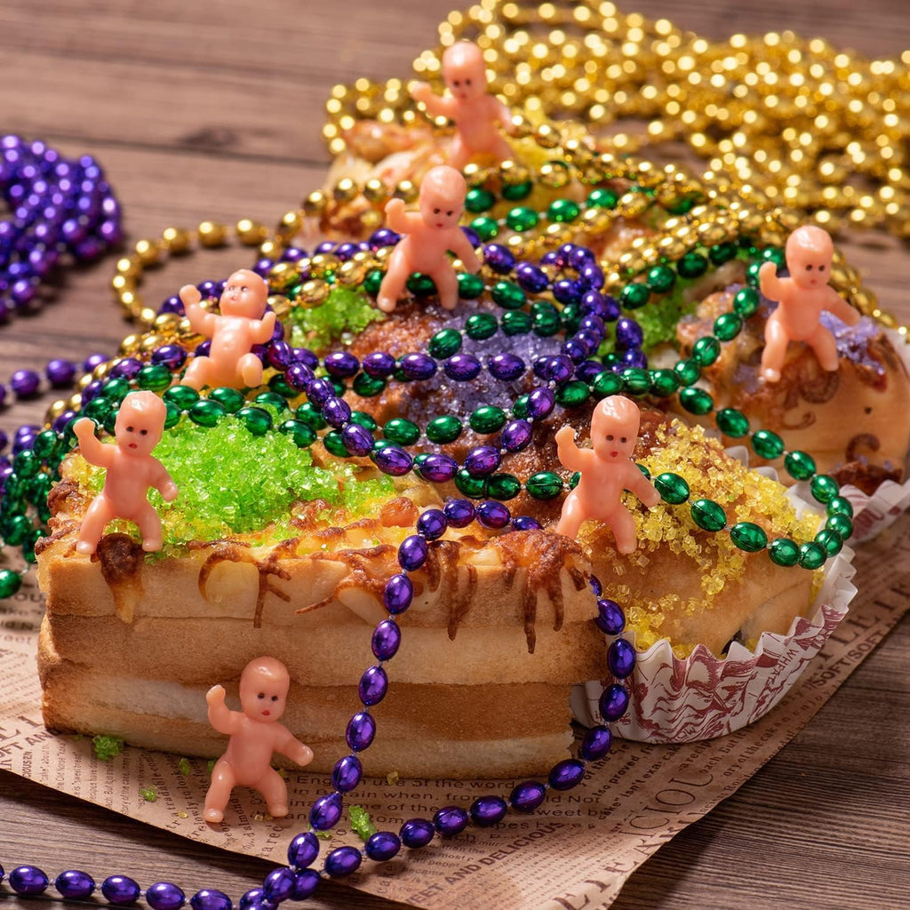ZZYFGH 48 PCS King Cake Babies, 1.2 Inch Mini Plastic Babies for King Cake Baby Shower, My Water Broke Ice Cube Game, King Cake Baby for Party Decorations