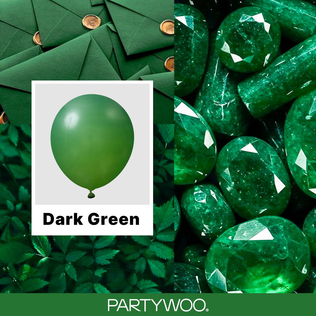 PartyWoo Dark Green Balloons 99pcs Different Sizes of 36 18 12 10 5 Inch Emerald Hunter Forest Green Balloon Arch Kit for Birthday Christmas Graduation Dinosaur Jungle Party Decorations Green-Y56