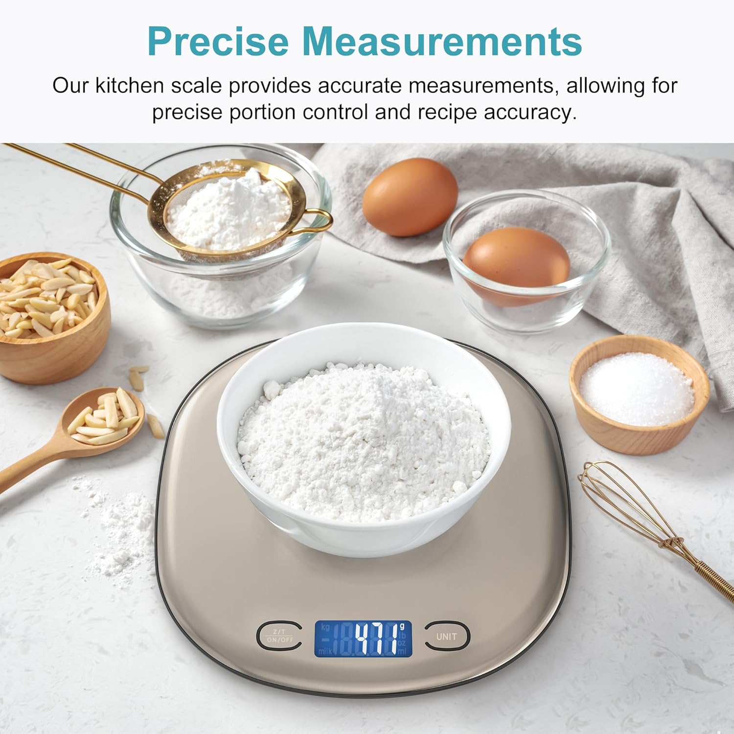 Ultrean Food Scale - 33lb High Capacity Digital Kitchen Scale with LCD Display & Slim Design | Precise 1g Graduation for Cooking & Baking