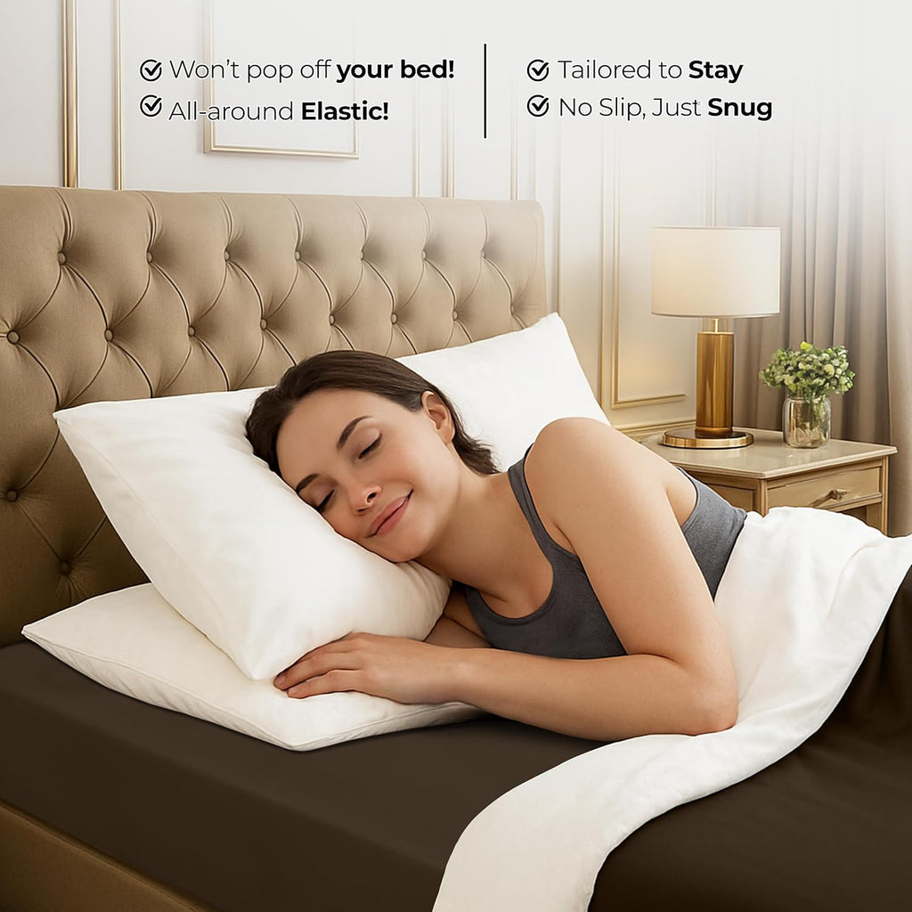 Utopia Bedding Queen Fitted Sheet - Deep Pocket Microfiber - Soft, Shrinkage & Fade Resistant - Brown