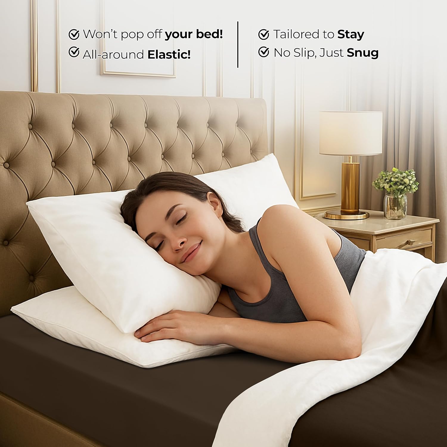 Utopia Bedding Queen Fitted Sheet - Deep Pocket Microfiber - Soft, Shrinkage & Fade Resistant - Brown