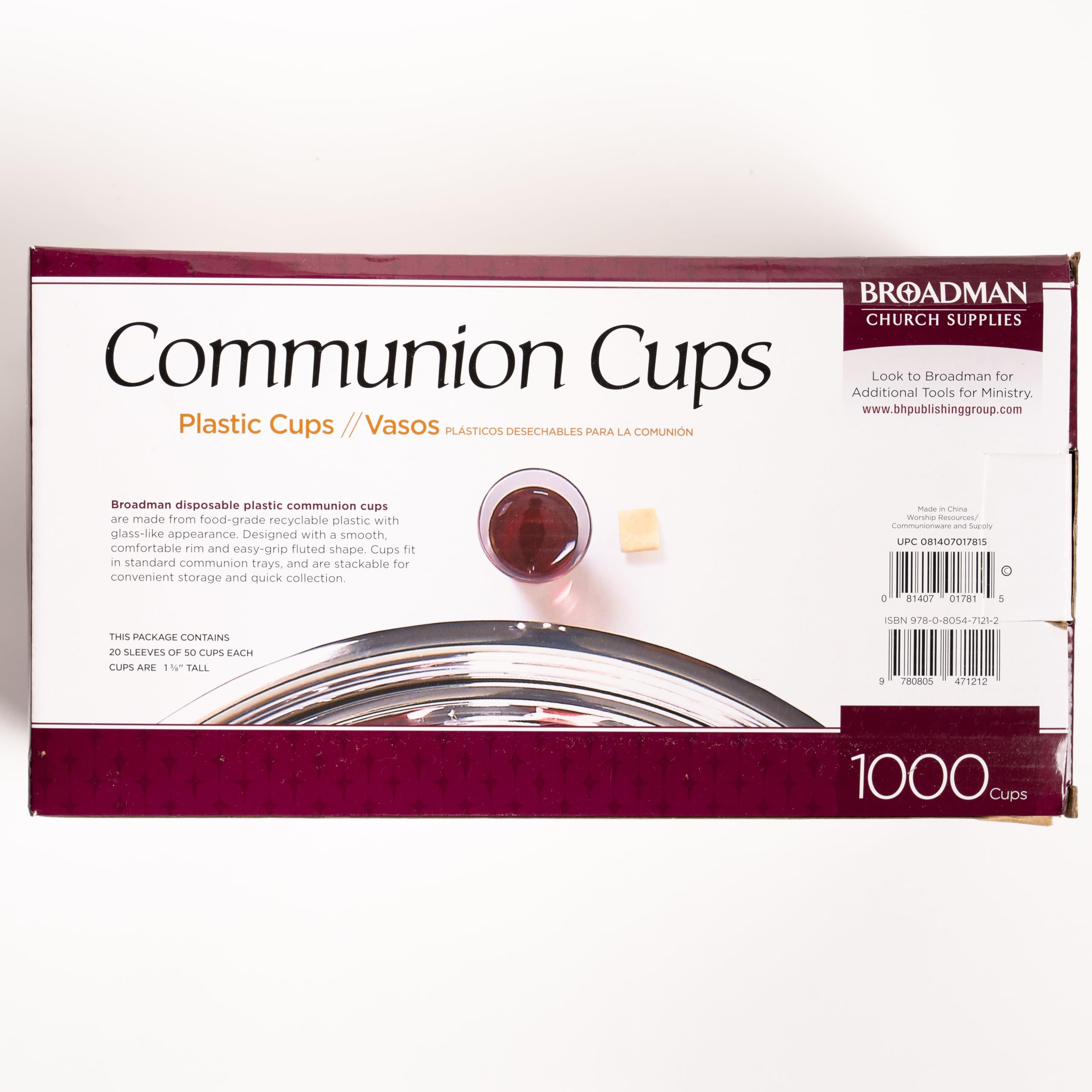 BROADMAN CHURCH SUPPLIES Plastic, Disposable, Recyclable Communion Cups, 4000 Count