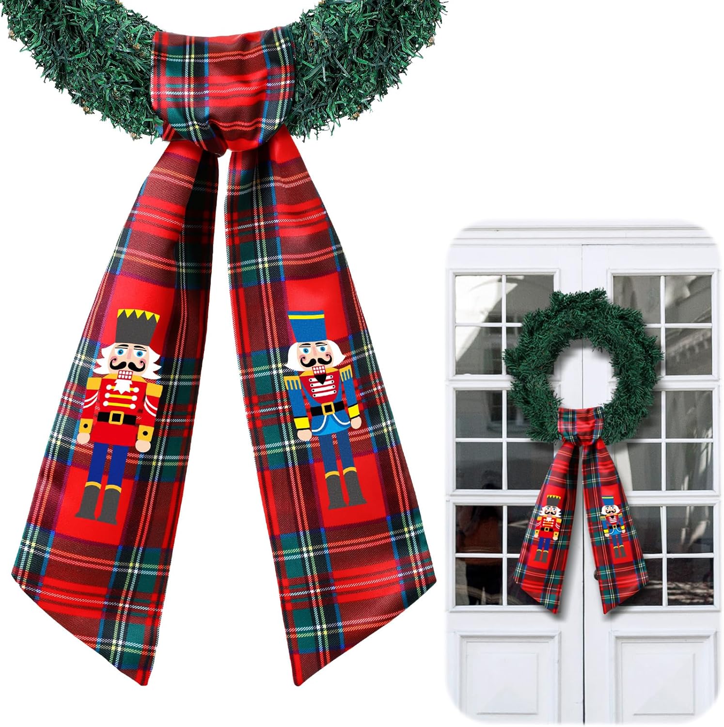 Monogrammed Wreath Sash by [Brand Name] - Elegant Satin Ribbon for Indoor/Outdoor Decor | Red & Black