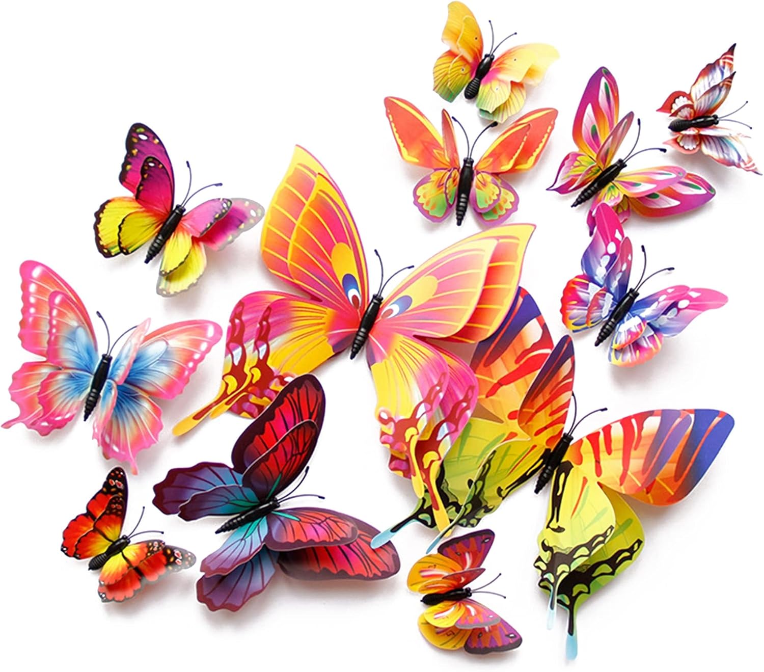 OPSEAM 3D Butterfly Wall Decor - 72 PCS Colorful Stickers with Magnets for Party Decorations