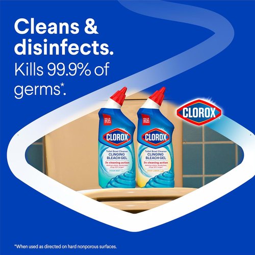 Clorox Toilet Bowl Cleaner - Clinging Bleach Gel, Ocean Mist Scent, 24 Fl Oz, Pack of 2