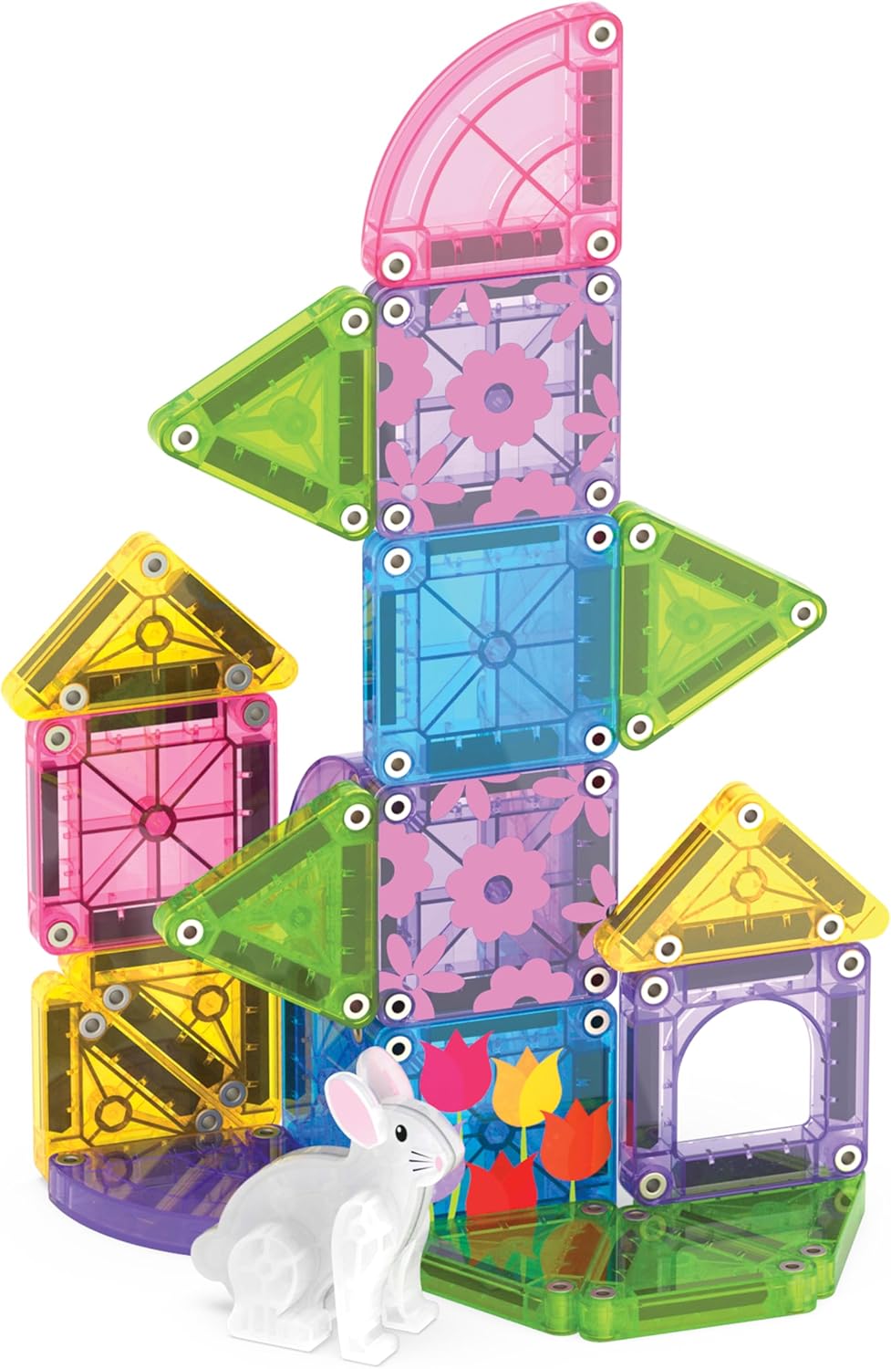 Magna-Tiles MicroMAGS 24-Piece Spring Garden Travel Set - Original Magnetic Building Blocks