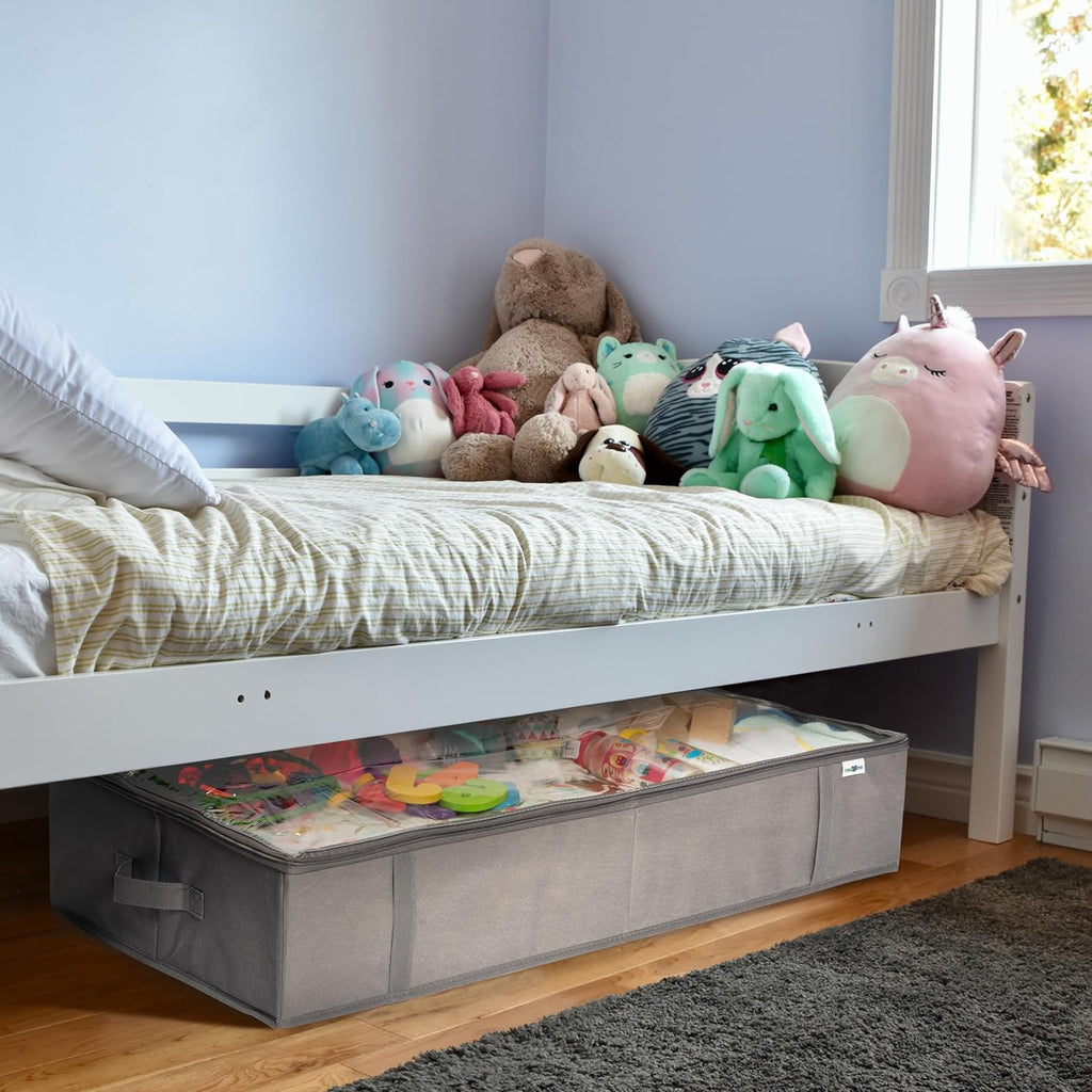 StorageExpert Closet Organizers - Maximize Space with Under Bed Storage Containers | Grey, 4 Pack