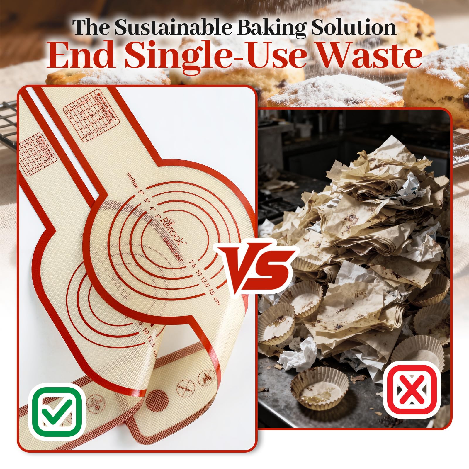 Silicone Bread Sling for Dutch Oven Oval and Round, 2PCS Non-stick & Easy to Clean Reusable Round Bread Baking Mat Set with Long Handles, Oven Liners, Sourdough Bread Baking Supplies
