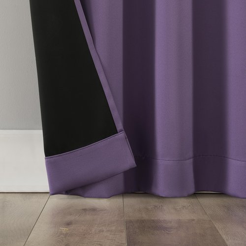Sun Zero Rianna Theater Grade Extreme 100% Total Blackout Rod Pocket Curtain Panel, Amethyst Purple, 40" W x 63" L (1 Panel)