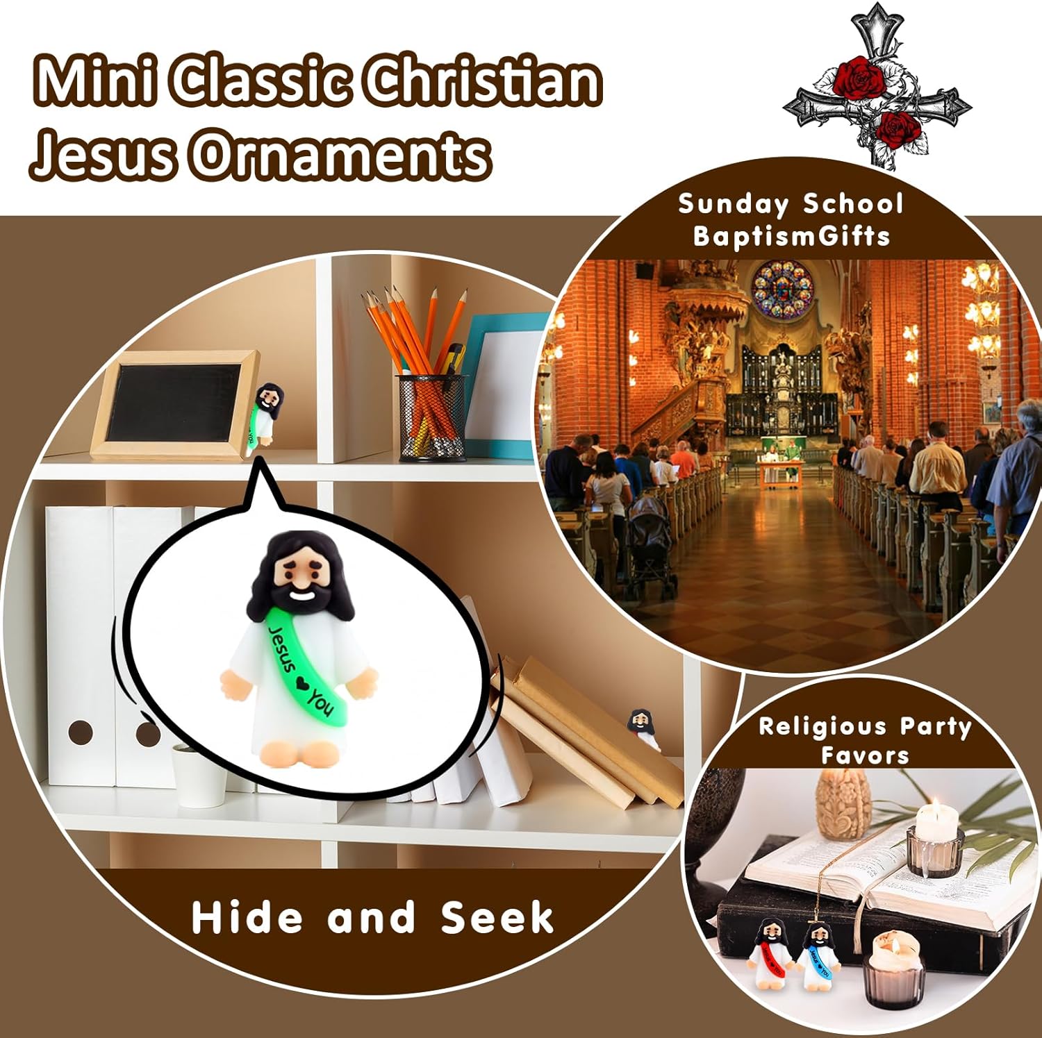 URSKYTOUS Mini Jesus Figurines - 25Pcs Rubber Saints for Easter Eggs & Baptism Gifts | Tiny Love You Dolls