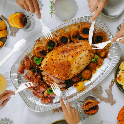 Biocean Extra Heavyduty Compostable Cutlery Set No Plastic Forks Spoons Knives Disposable Utensils Biodegradable Fork Eco Friendly Silverware Serving Flatware for Party,BBQ,Daily Use,Events,Picnic