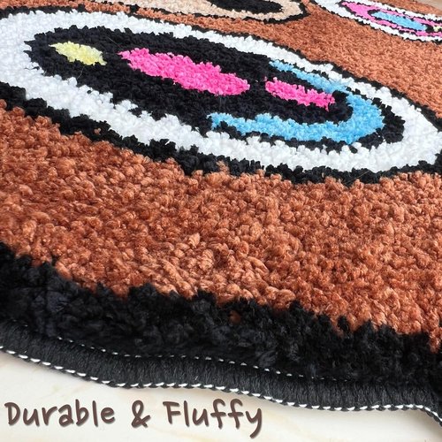 Hypebeast Graduation Bear Rug - Ultra-Soft Plush Room Decor with Non-Slip Backing | Trendy 28"x28" Carpet