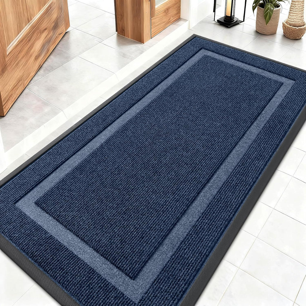 OLANLY Indoor Outdoor Front Door Mat - Waterproof, All-Weather, Easy Clean | 47x23, Blue, Sturdy Rubber