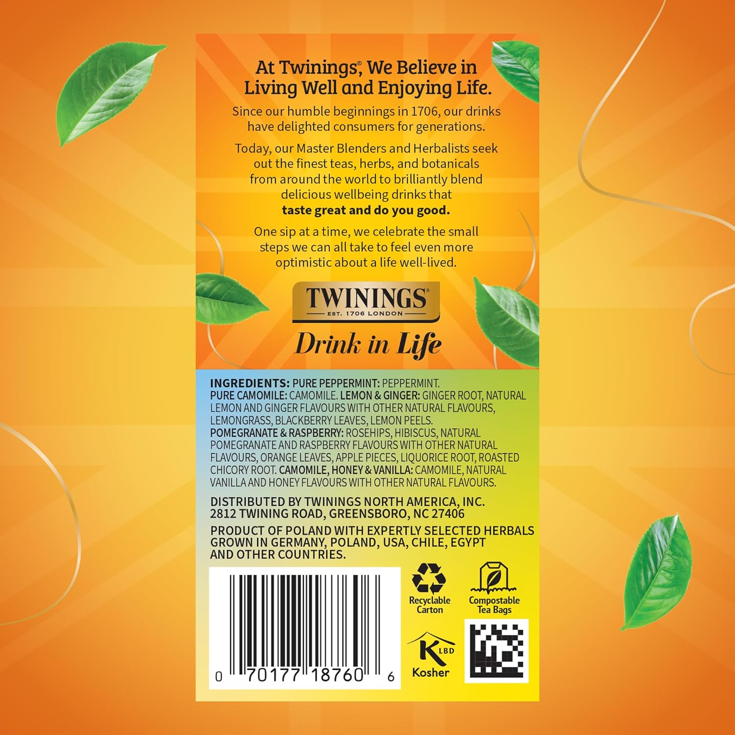 Twinings Herbal Tea Variety Pack - 20 Count (Pack of 6) | 5 Delicious Flavors, Naturally Caffeine-Free