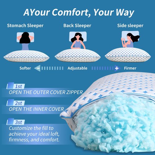 LOVELYREST Memory Foam Pillows 2 Pack – Adjustable Loft Cooling Pillows King Size Set of 2 for Sleeping, Firm, Supportive, and Breathable Design for Hot, Side, Back, and Stomach Sleepers