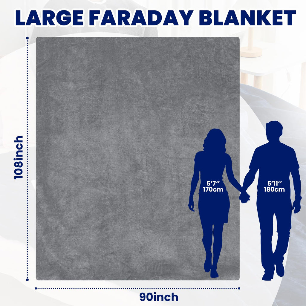 Preboun 108.27 x 86.61 Inch Large Faraday Blanket for Pregnant Babies, Emf Blanket Protection Two Sides Using for Beds Couches Travel(Flannel, Grey)