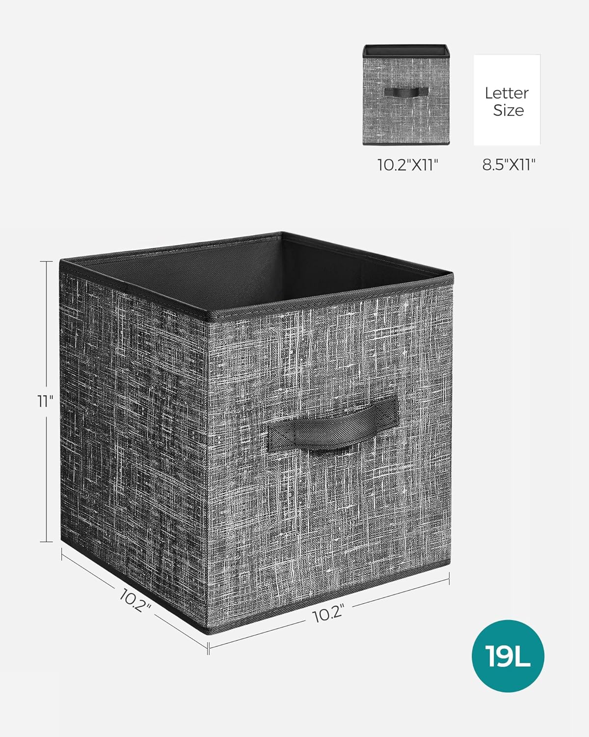SONGMICS Storage Cubes - 11-Inch Foldable Non-Woven Fabric Bins with Double Handles | Set of 6 in Classic Black for Closet Organization