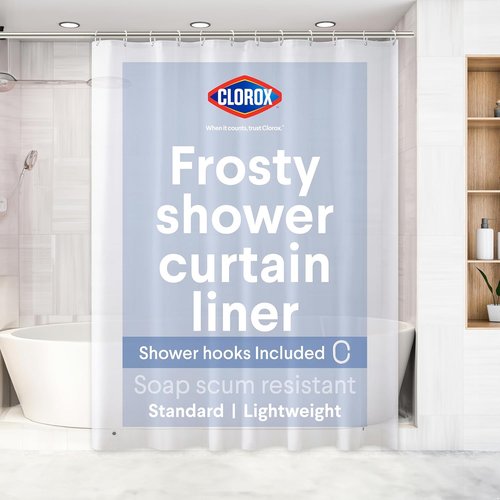 Clorox Shower Curtain Liner - Premium Waterproof 4g PEVA with Weighted Magnets | Standard Size 70" x 72" - Frosty