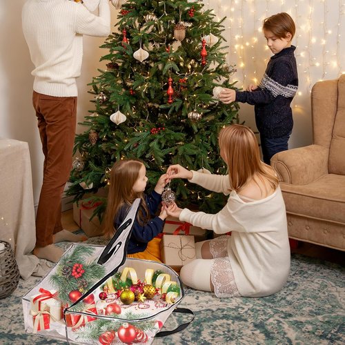 Extra Large Wreath Storage Container by [Brand Name] - 25-Inch Transparent Bags with Zipper & Handles | Waterproof & Foldable