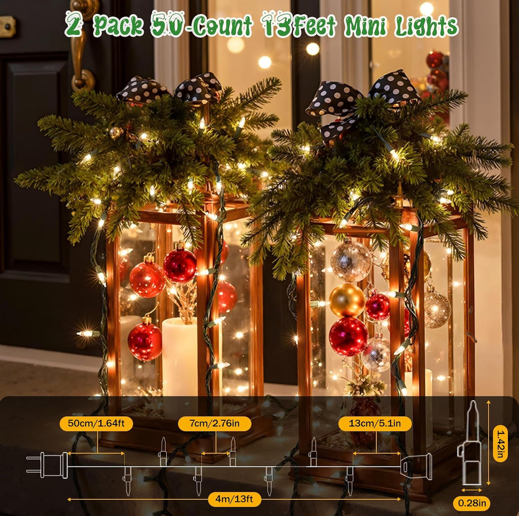 Warm White Christmas Lights by [Brand Name] - 50-Count Mini String Lights | 13FT Connectable for Indoor & Outdoor Holiday Decor