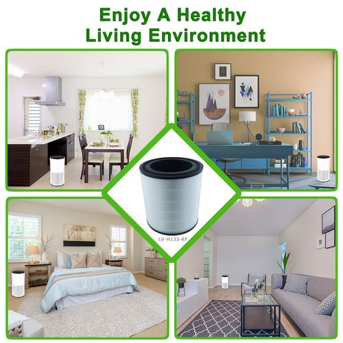 Flintar LV-H133 Replacement Filter, Made in Taiwan, Compatible with LEVOIT LV-H133 Tower Air Purifier, H13 Grade Filtration & Activated Carbon Filter Set, Part Number LV-H133-RF