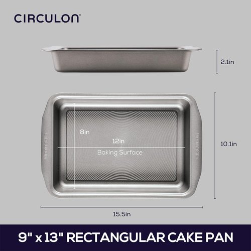 Circulon Nonstick Bakeware - 9 Inch x 13 Inch Rectangle Cake Pan | Durable Gray Design