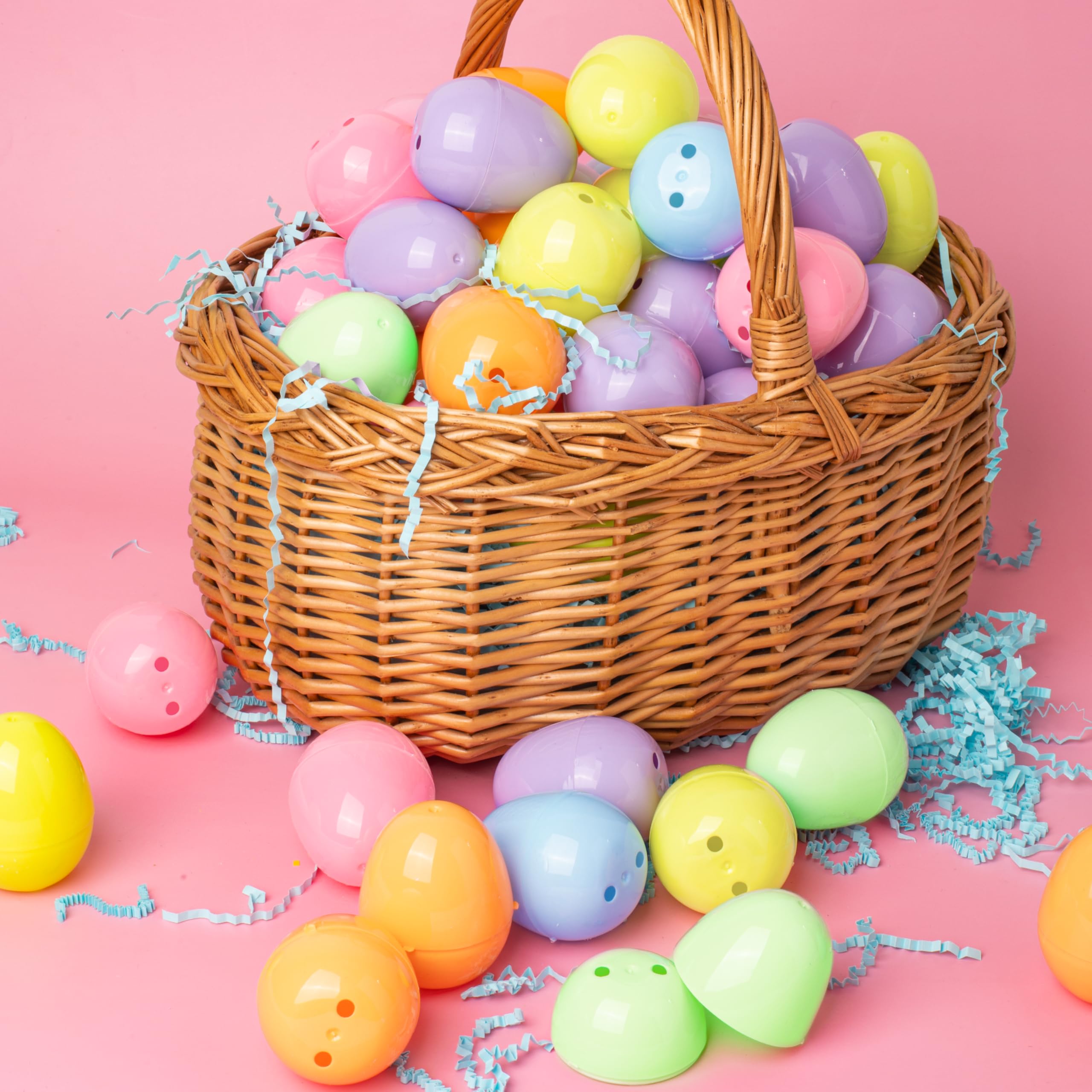 JOYIN 100 PCS Pastel Easter Eggs, 2.3" Empty Plastic Eggs, Colorful Plastic Eggshell Bulks for Easter Hunt, Filling Treats, Party Favor, Easter Basket Stuffers, Classroom Prize Supplies