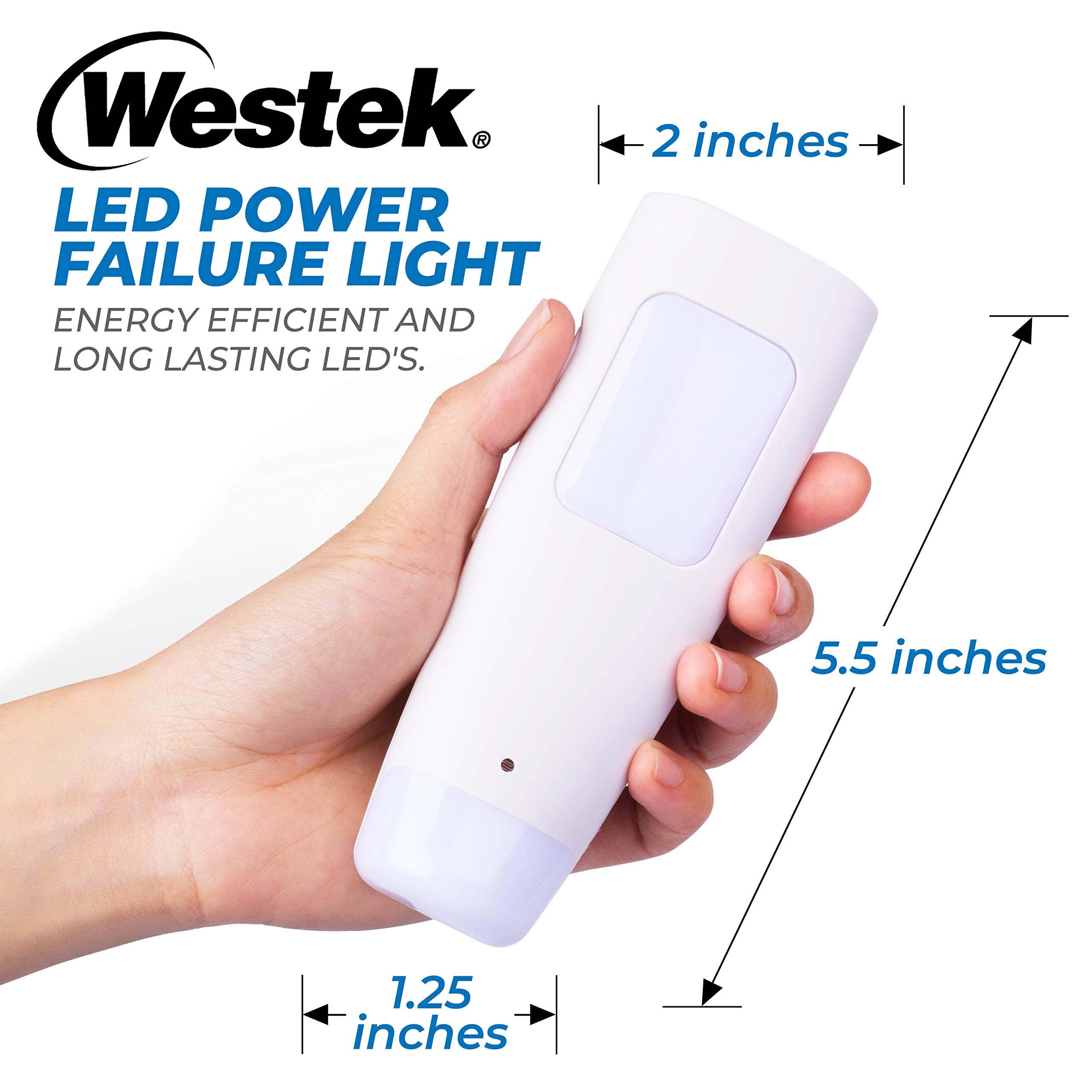 Westek LED Emergency Lights for Home Power Failure, 6 Pack - 3 Function Power Failure Light, Rechargeable Flashlight and Night Light - Must-Have for Snow Storms and Blackouts - NL-PWFL
