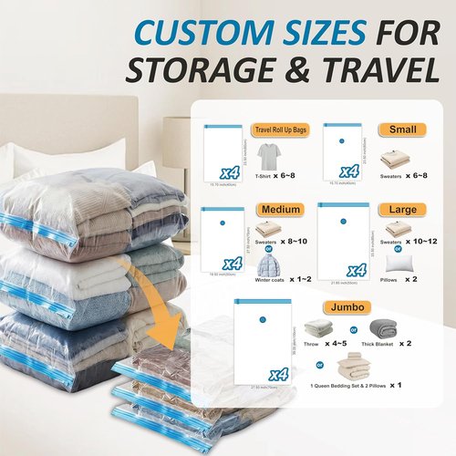 Cozy Essential Vacuum Storage Bags - 80% Compression Space Saver for Clothes & Bedding | 20-Pack Combo