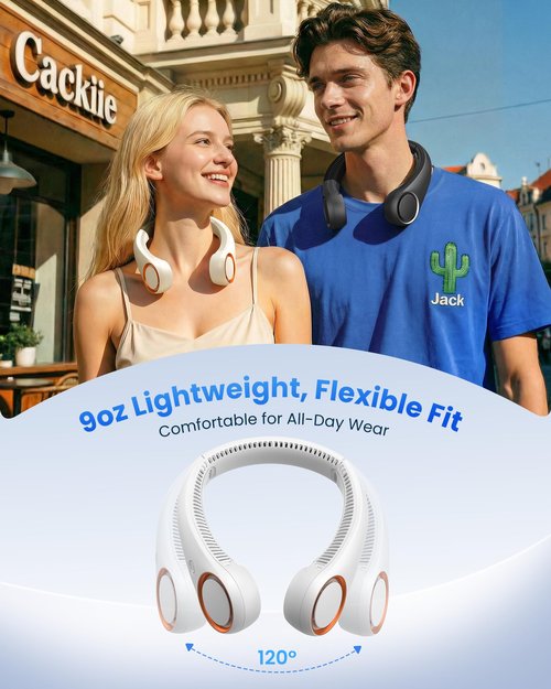 Gaiatop Portable Neck Fan Rechargeable, Hands-Free 360° Cooling, 23.5hrs Runtime, Battery Powered Personal Wearable Fan Quiet, Summer Outdoor Travel Essentials, Birthday Gifts for Women Men, White