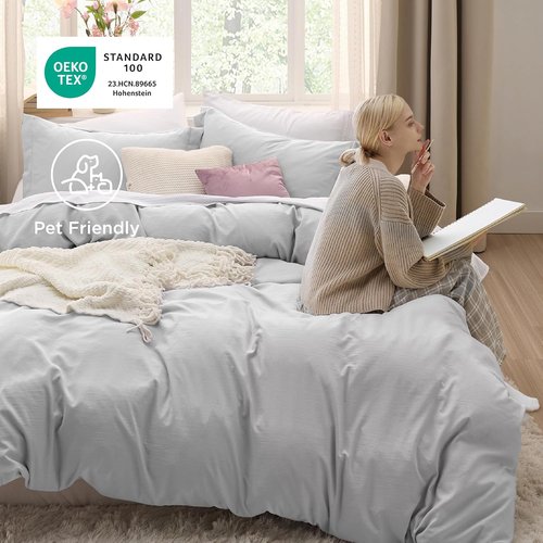 Bedsure California King Duvet Cover - Extra Soft Prewashed Cotton-Like Bedding Set | 104x98 Inches, Zipper Closure & 2 Pillow Shams