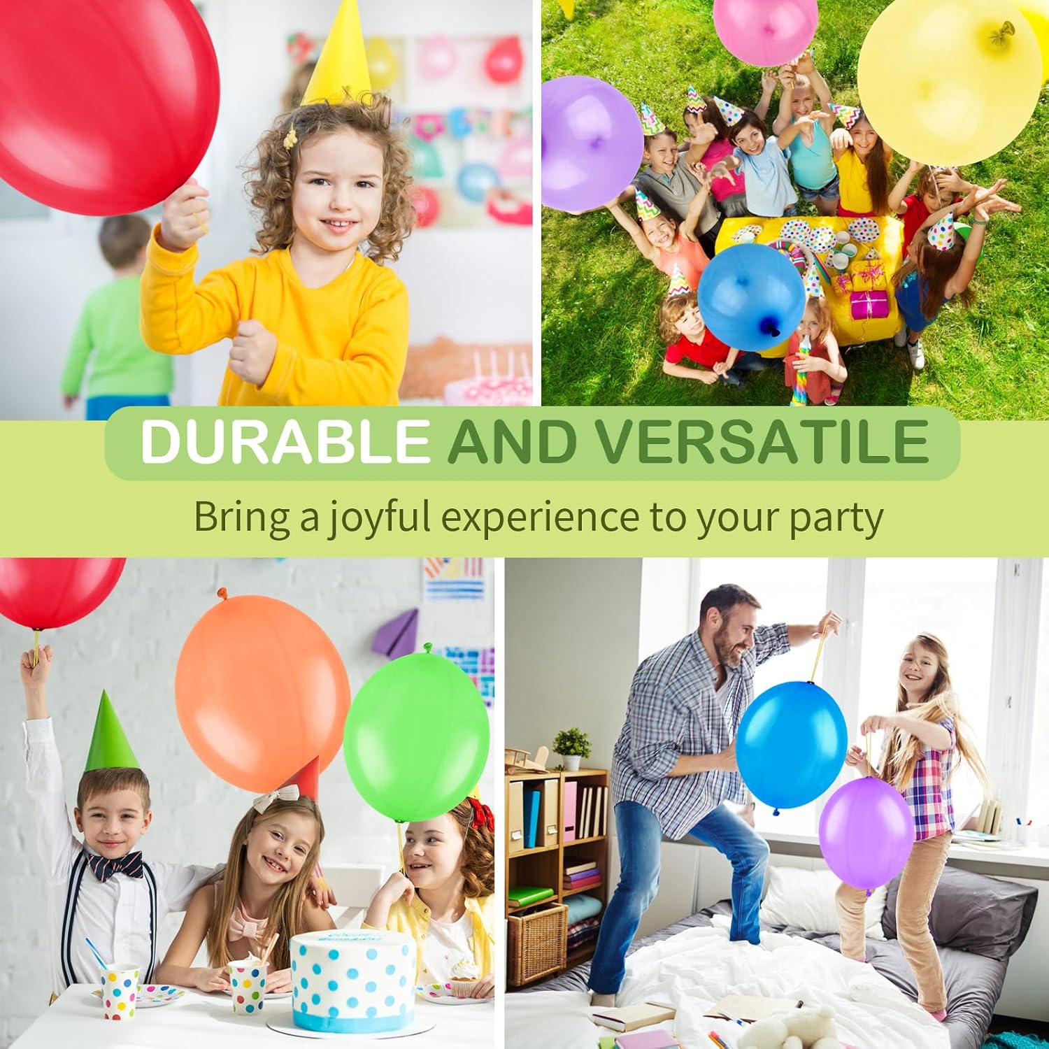 Skiennix Punch Balloons - 30pcs Thickened Neon Heavy-Duty Balloons with Rubber Band Handles for Parties & Favors