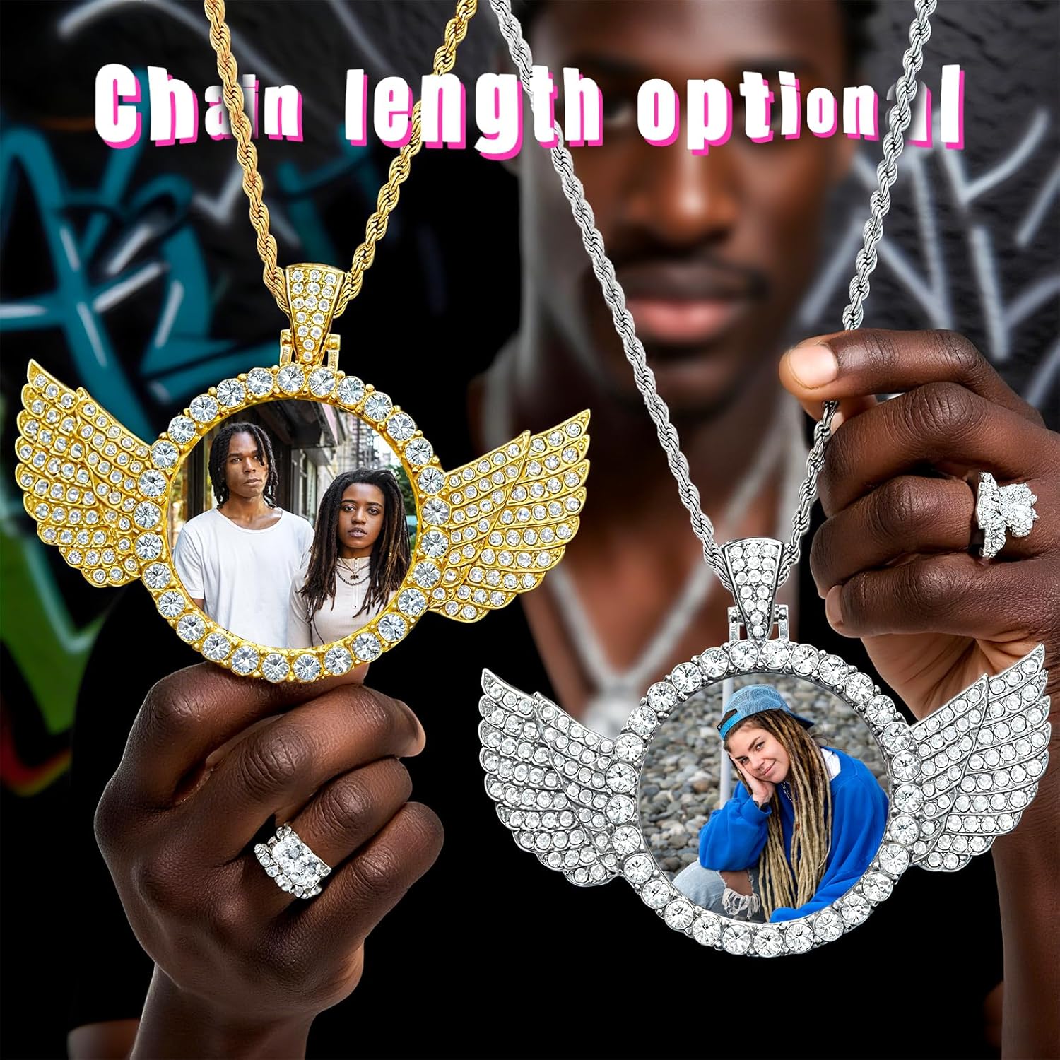 Skiennix Custom Circle Chain - Personalized Photo Necklace for Men & Women | Unique Memorial Gift